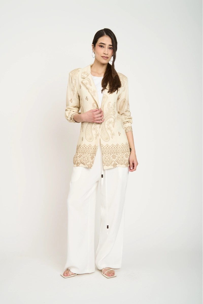 CHAQUETA CON ESTAMPADO PAISLEY BEIGE LINEATRE - 2