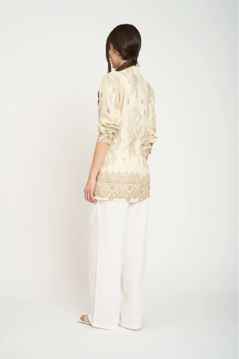 CHAQUETA CON ESTAMPADO PAISLEY BEIGE LINEATRE - 3