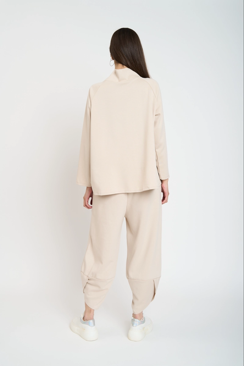 CHAQUETA MUJER TERESA CUELLO CON SOLAPA ALTA BEIGE LINEATRE - 2