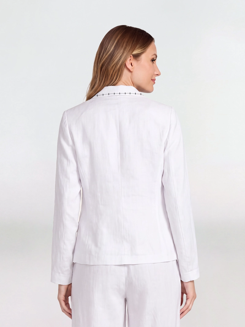 CHAQUETA MUJER GIULIANA CUELLO CON SOLAPA BLANCO LINEATRE - 1