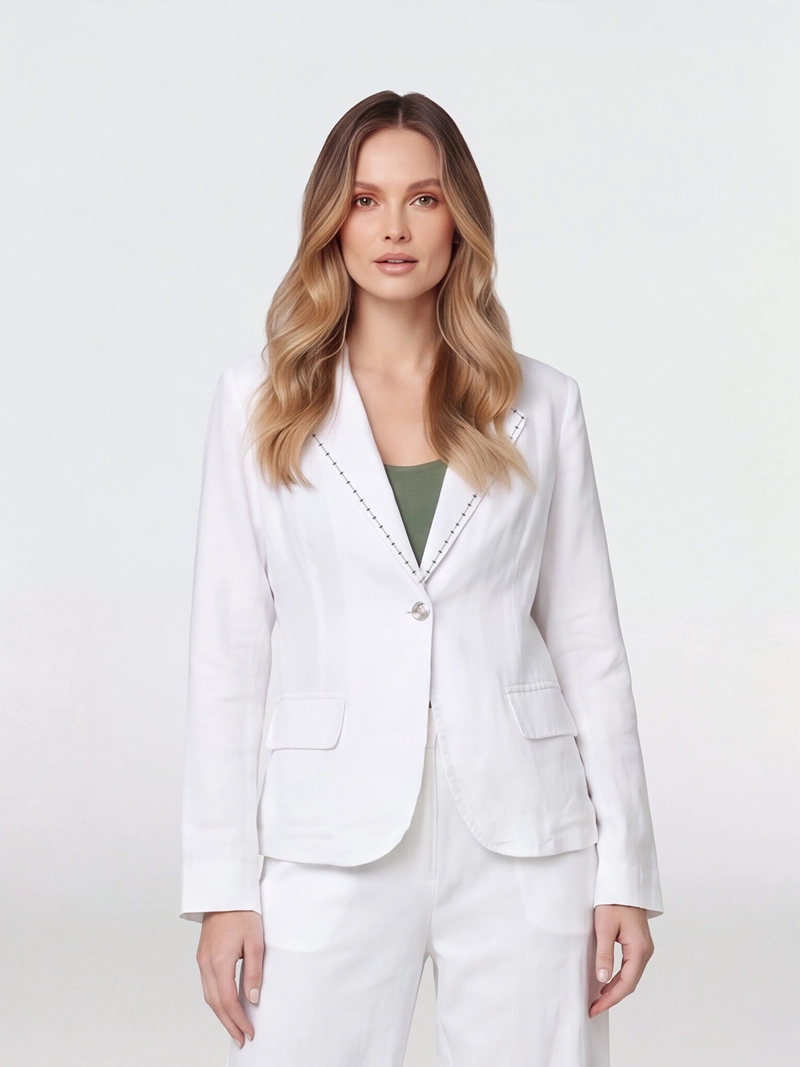CHAQUETA MUJER GIULIANA CUELLO CON SOLAPA BLANCO LINEATRE - 2
