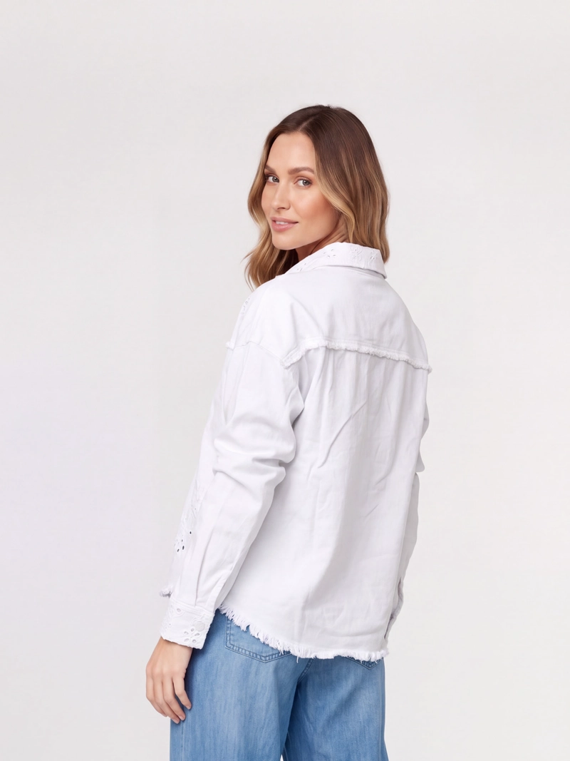CHAQUETA MUJER FABIANA CUELLO CON SOLAPA BLANCO LINEATRE - 3