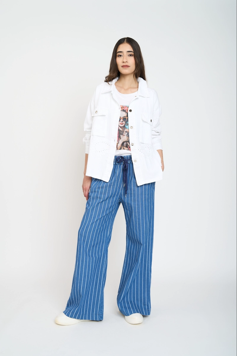 CHAQUETA MUJER SIMONA CUELLO CON SOLAPA BLANCO LINEATRE - 2