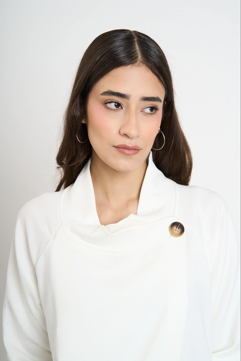 CHAQUETA MUJER TERESA CUELLO CON SOLAPA ALTA BLANCO LINEATRE - 3
