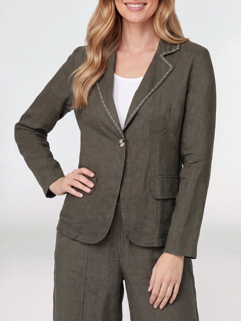 CHAQUETA MUJER GIULIANA CUELLO CON SOLAPA MILITAR LINEATRE - 2