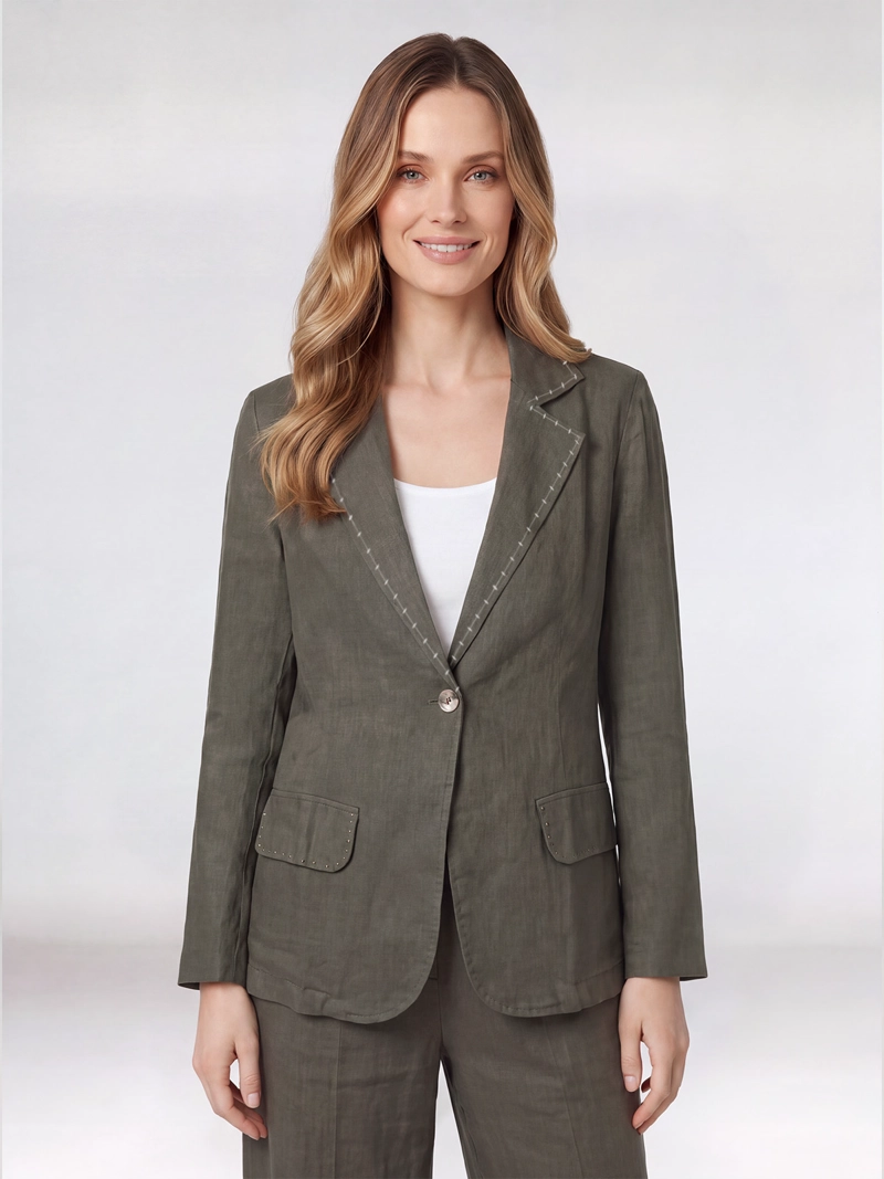 CHAQUETA MUJER GIULIANA CUELLO CON SOLAPA MILITAR LINEATRE - 4