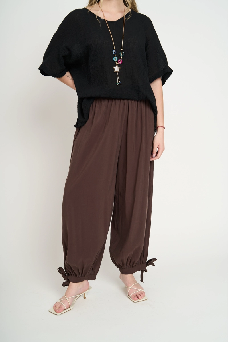 PANTALON MUJER ZOE LARGO TIRO ALTO MORO LINEATRE - 1