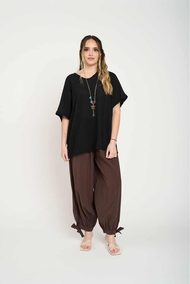 PANTALON MUJER ZOE LARGO TIRO ALTO MORO LINEATRE - 2