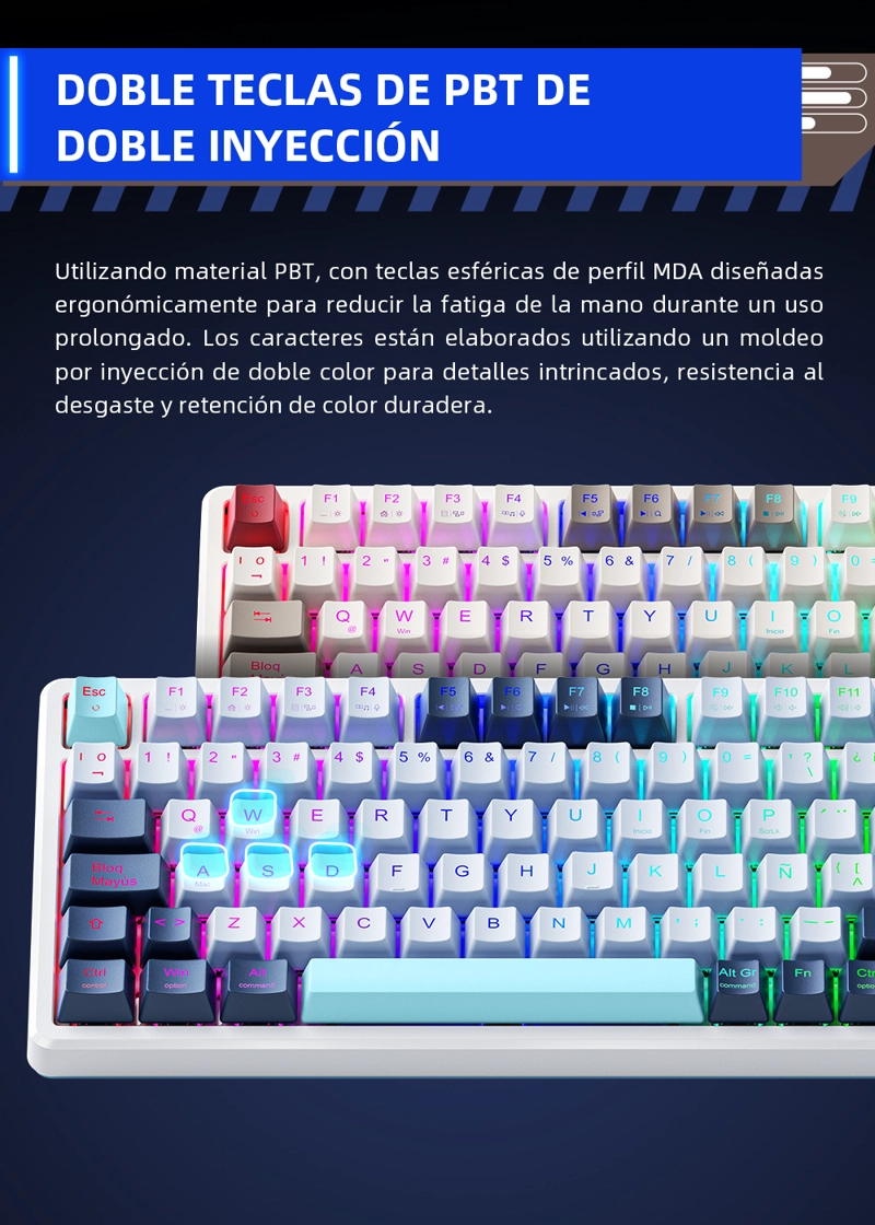 TECLADO MECANICO THUNDEROBOT K98 GASKET RGB HOT SWAP SWITCH BROWN ESPAÑOL - 4