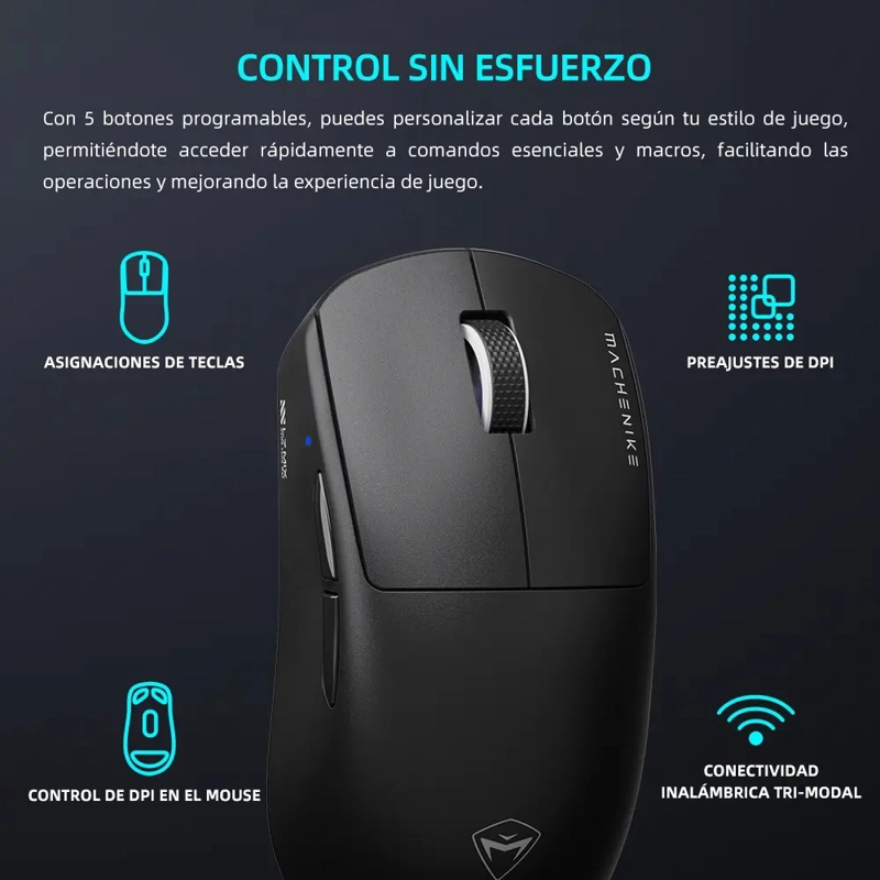 MOUSE GAMER INALAMBRICO MACHENIKE L7MIX PAW3395 26000DPI - 6
