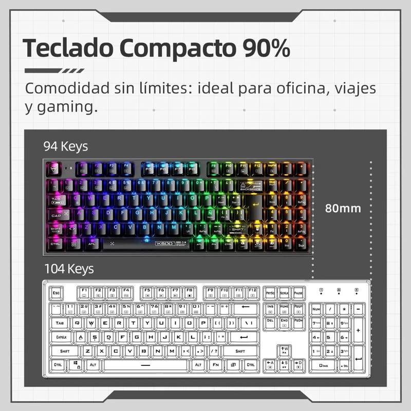 TECLADO MECANICO MACHENIKE K500-B94 RGB HOTSWAP - ESPAÑOL - 4
