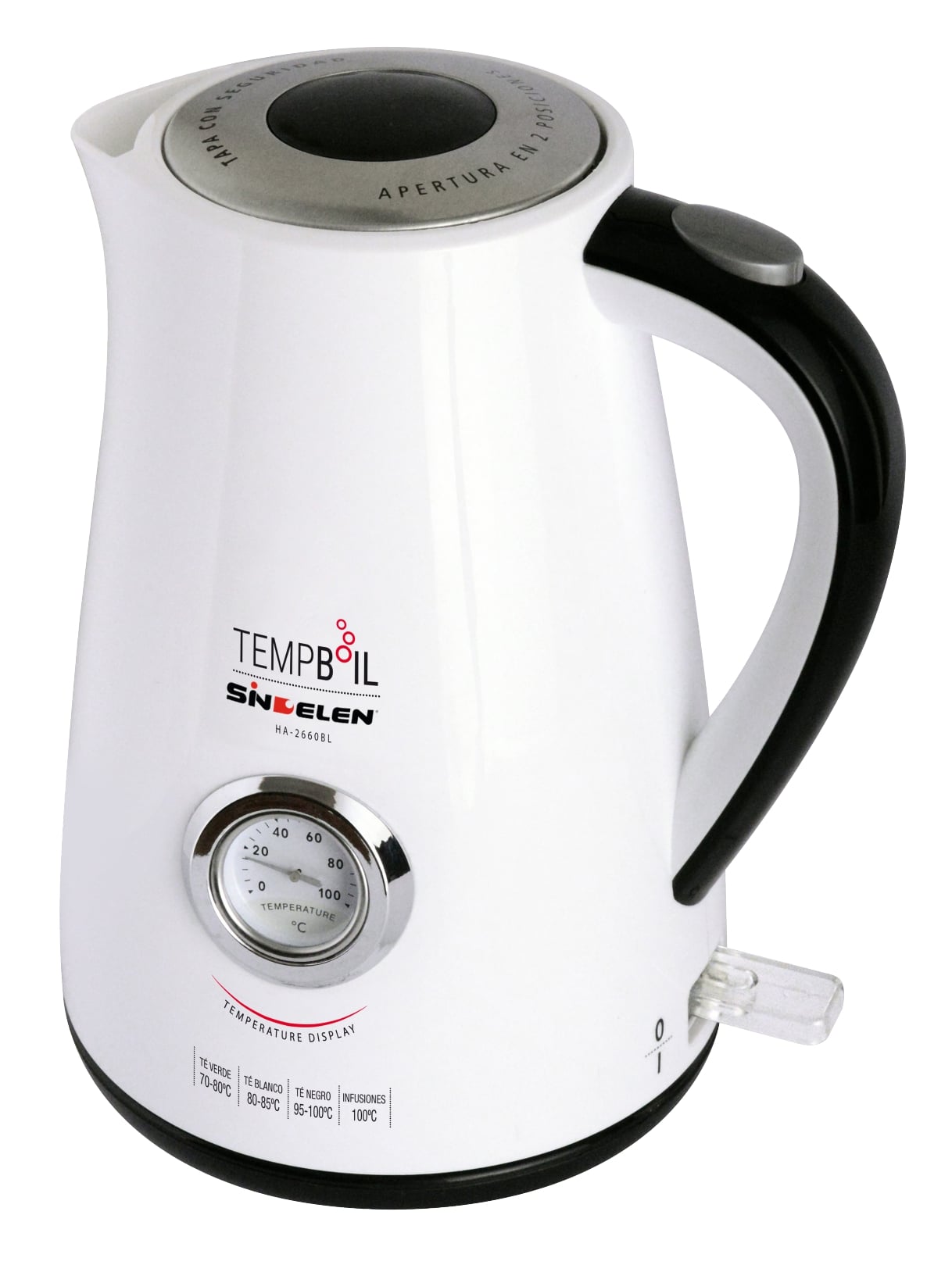 HERVIDOR ELECTRICO SINDELEN HA-2660BL 1,7LTS TERMOMETRO
