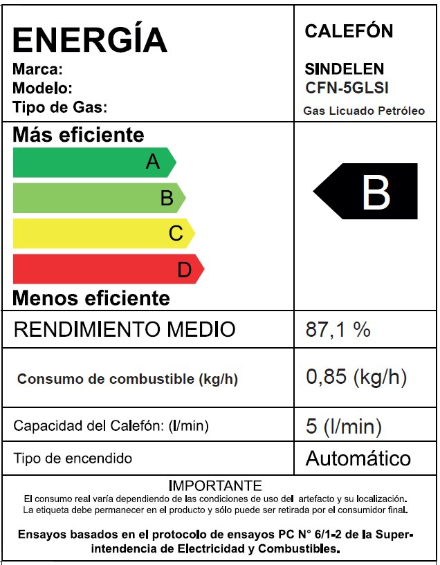CALEFONT 5 LITROS GAS LICUADO TIRO NATURAL CFN-5GLSI - 3