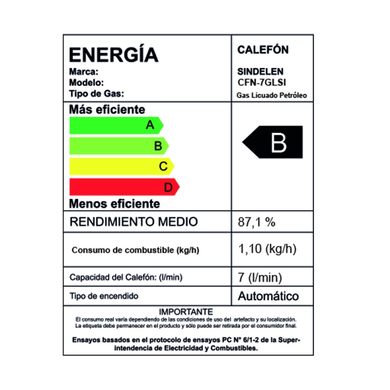 CALEFONT 7 LITROS GAS LICUADO TIRO NATURAL CFN-7GLSI - 7