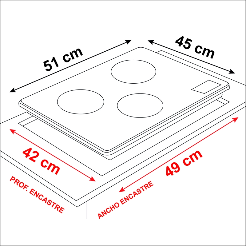ENCIMERA INDUCCION SINDELEN CEI-4342NG INDUZIONE 3 PLATOS - 4