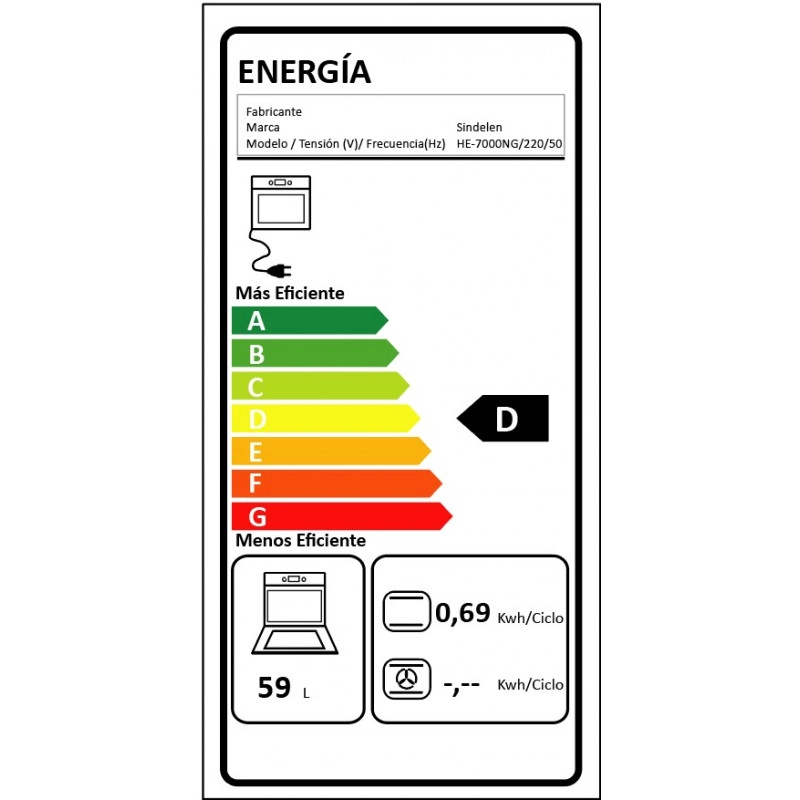 HORNO EMPOTRABLE SINDELEN 59LTS HE-7000NG - 11