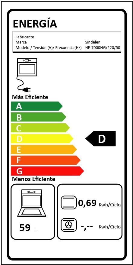 HORNO EMPOTRABLE SINDELEN 59LTS HE-7000NG - 5
