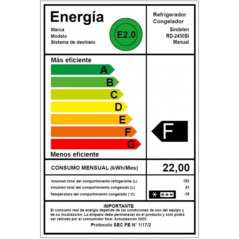 REFRIGERADOR BOTTOM FREEZER SINDELEN RD-2450SI - 8