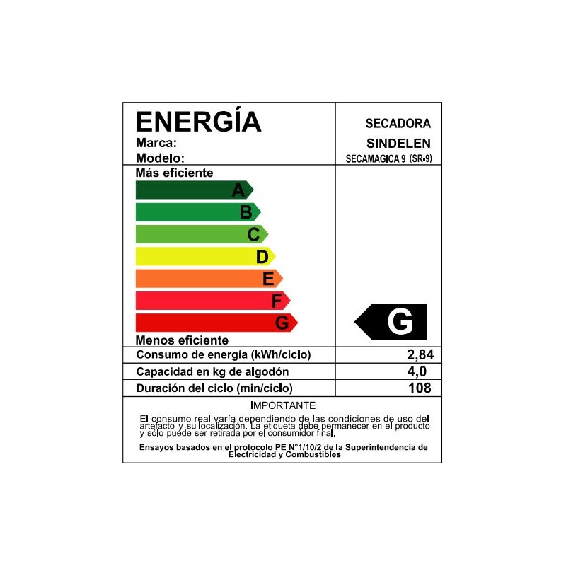 SECADORA DE ROPA SINDELEN 9KG SR-9 - 8