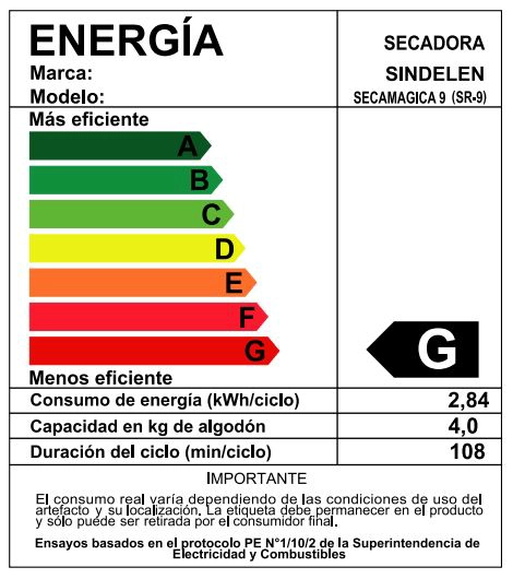 SECADORA DE ROPA SINDELEN 9KG SR-9 - 5