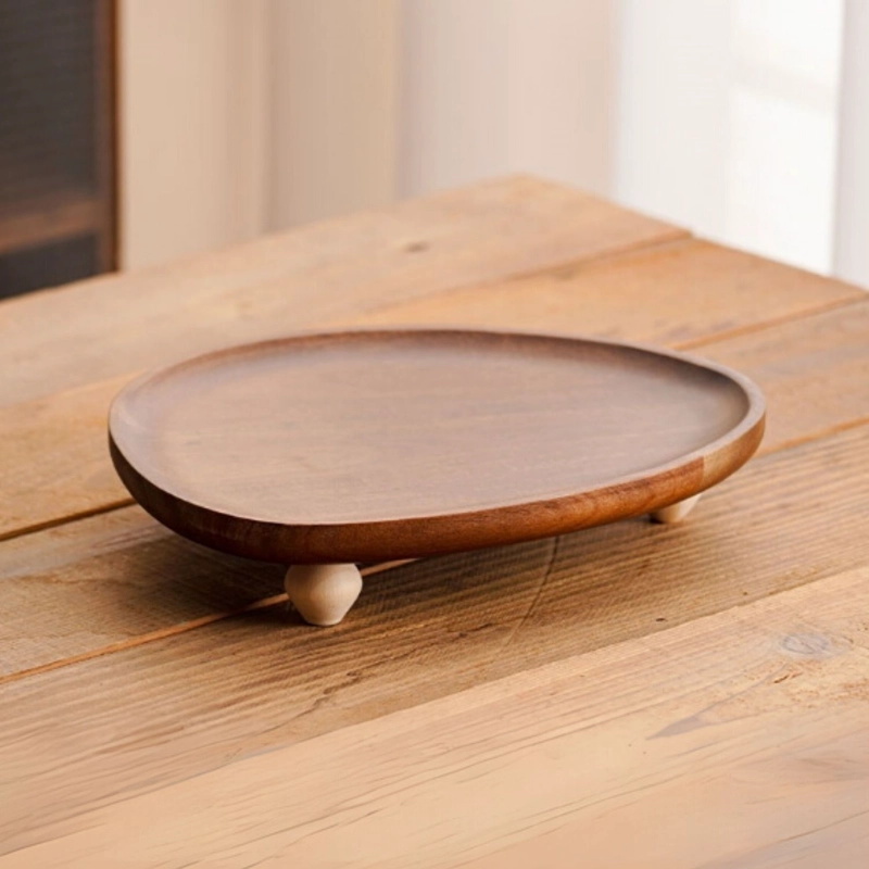 BANDEJA DE MADERA ELEVADA DECORATIVA - 1