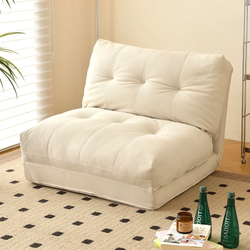 SOFA CAMA PLEGABLE DE TELA CREMA ESTILO MINIMALISTA - 3