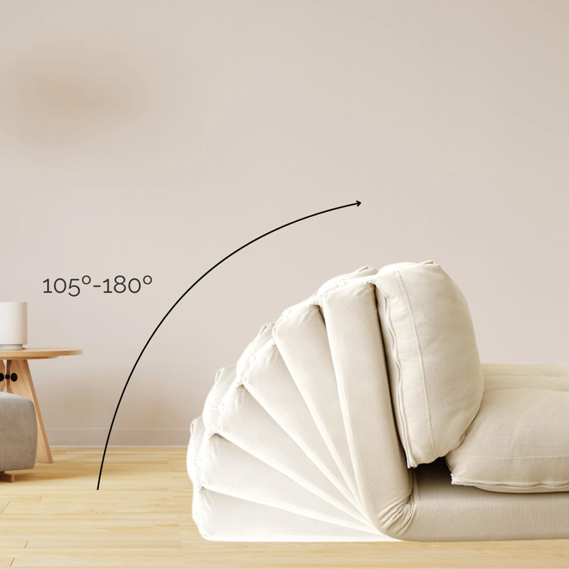 SOFA CAMA PLEGABLE DE TELA CREMA ESTILO MINIMALISTA - 6