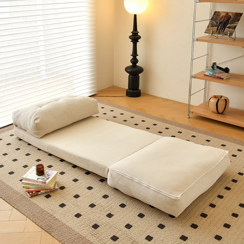 SOFA CAMA PLEGABLE DE TELA CREMA ESTILO MINIMALISTA - 8