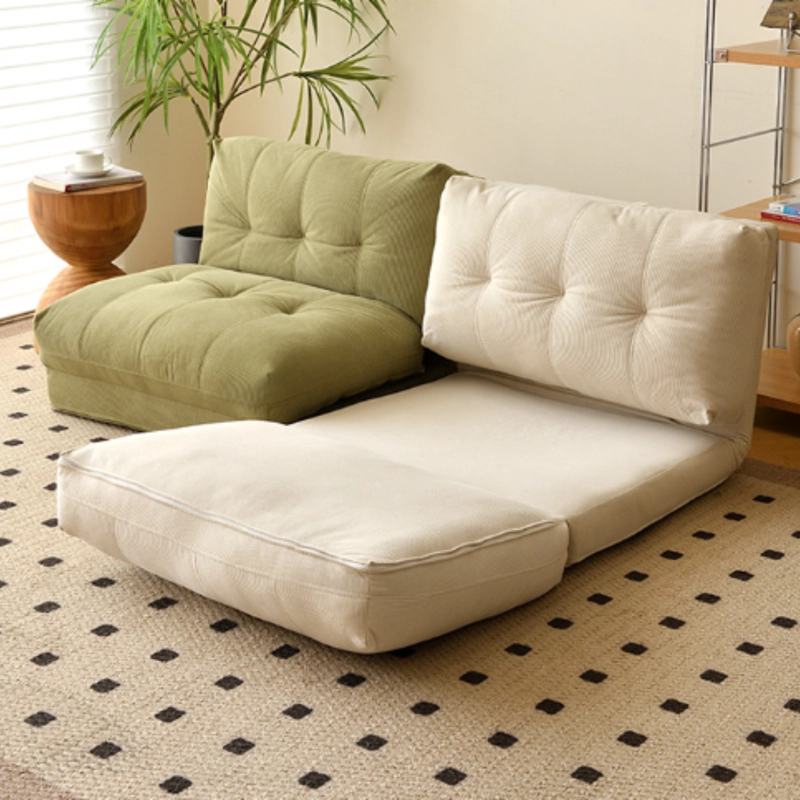 SOFA CAMA PLEGABLE DE TELA CREMA ESTILO MINIMALISTA - 9