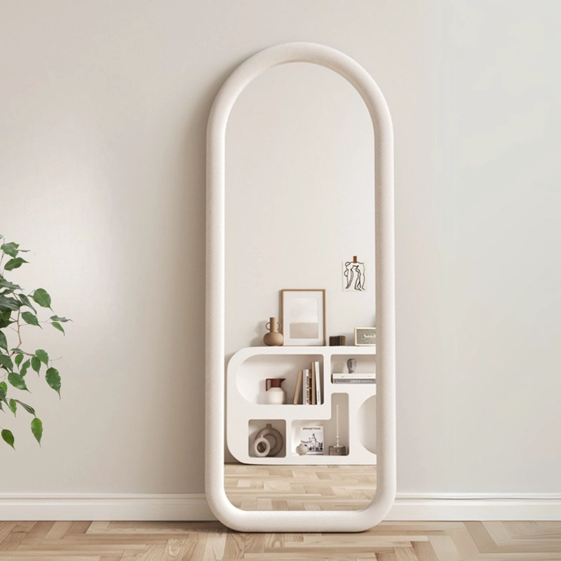 ESPEJO CURVO CUERPO ENTERO BLANCO 180X80CM BORDE TELA - 1
