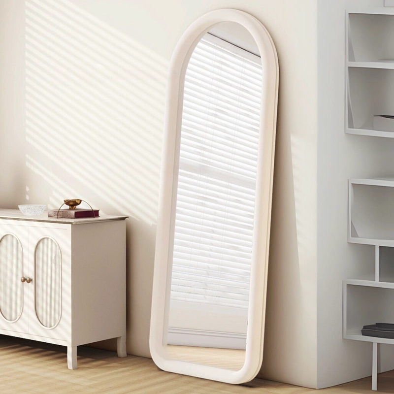 ESPEJO CURVO CUERPO ENTERO BLANCO 180X80CM BORDE TELA - 3