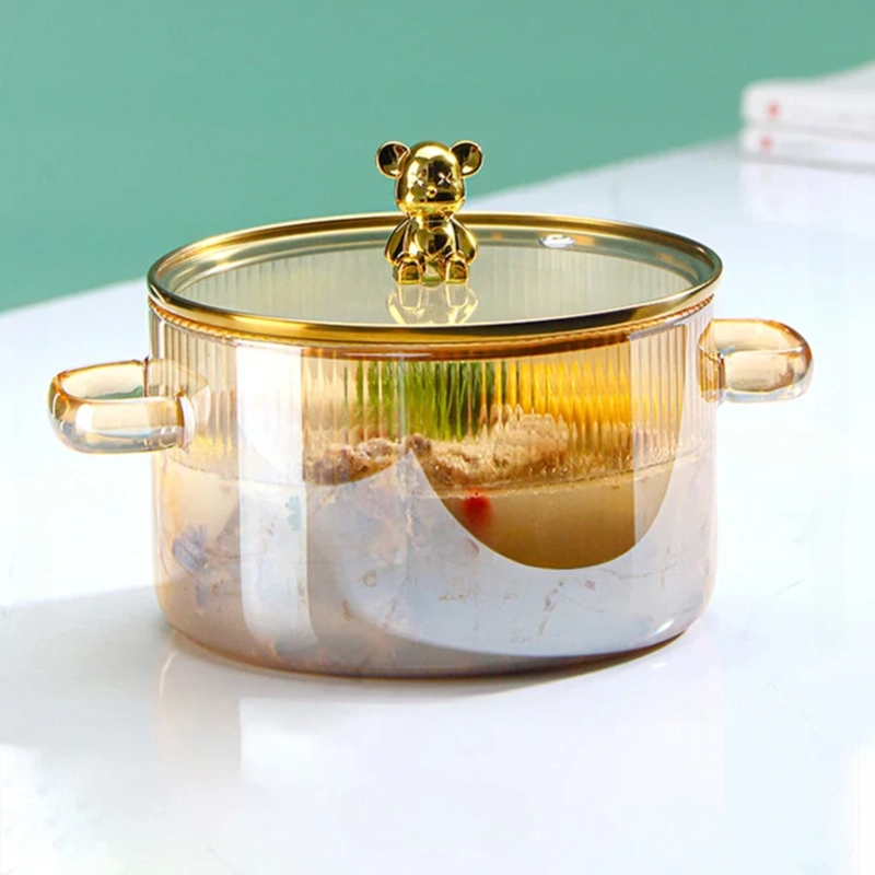 OLLA DE VIDRIO CON TAPA PARA COCINA COMPACTA 1,6 L DORADO - 1