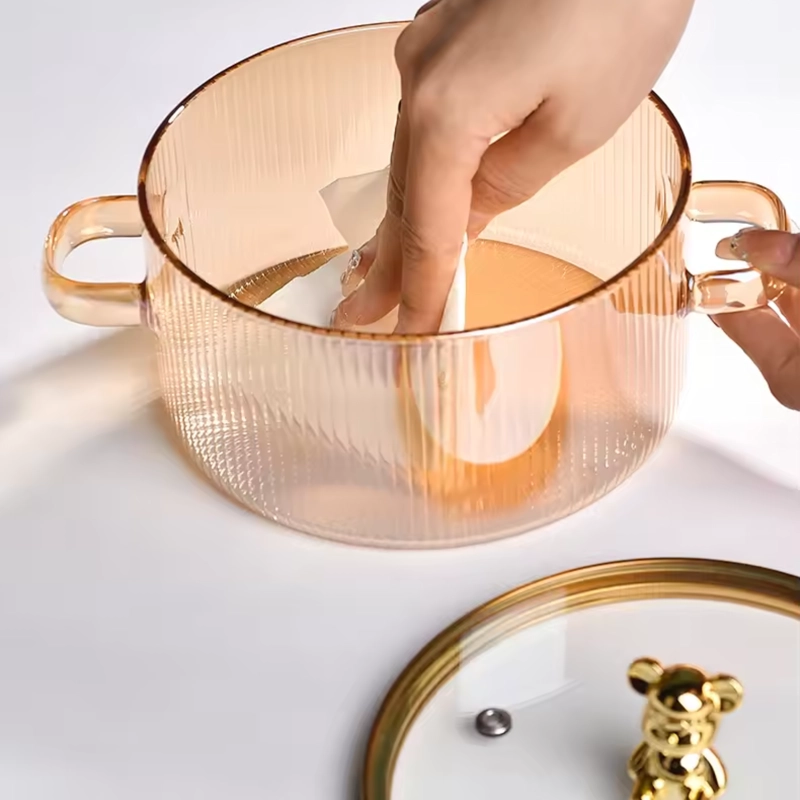 OLLA DE VIDRIO CON TAPA PARA COCINA COMPACTA 1,6 L DORADO - 3