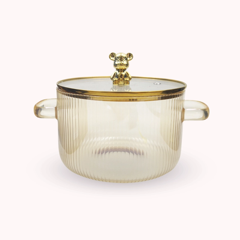 OLLA DE VIDRIO CON TAPA PARA COCINA COMPACTA 1,6 L DORADO - 4