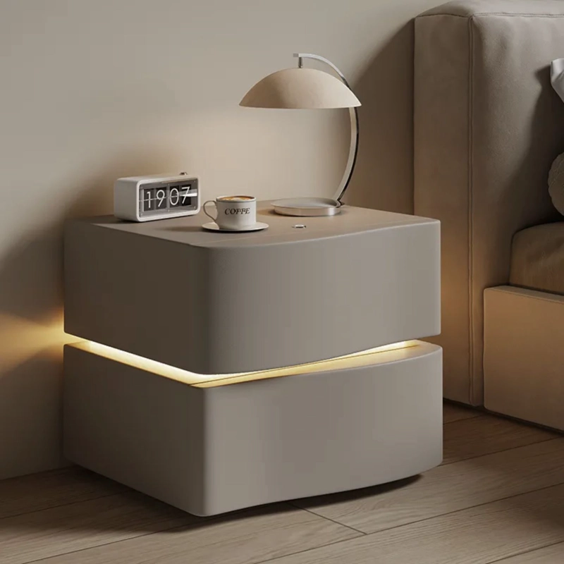 VELADOR DOBLE CAJON CON LUZ LED GRIS - 1