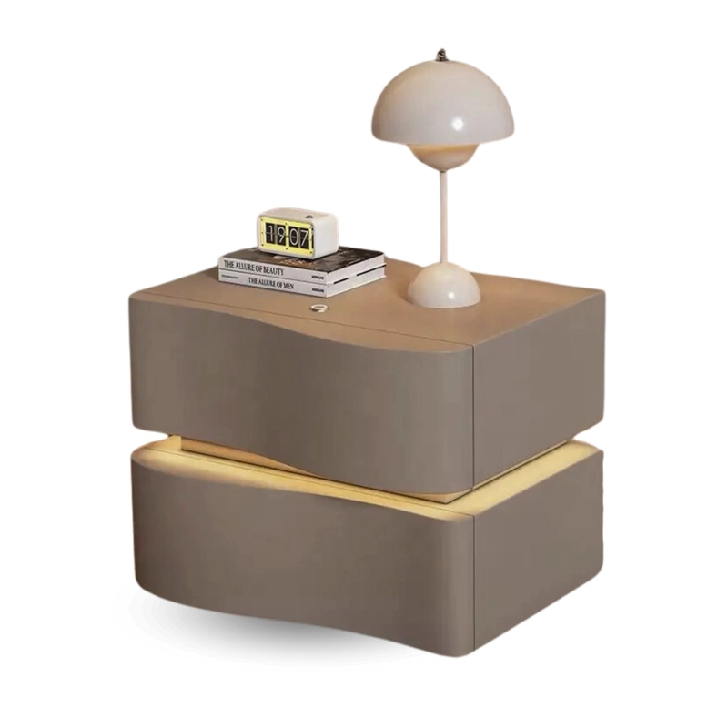VELADOR DOBLE CAJON CON LUZ LED GRIS - 2