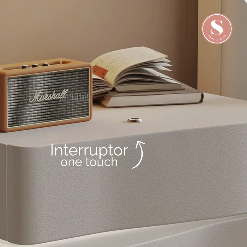 VELADOR DOBLE CAJON CON LUZ LED GRIS - 4