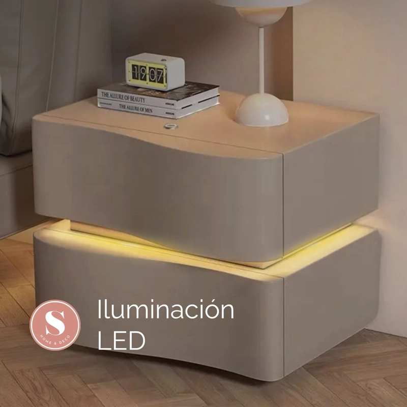 VELADOR DOBLE CAJON CON LUZ LED GRIS - 5