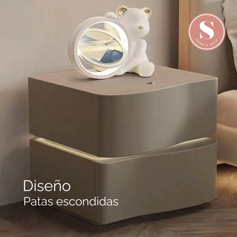 VELADOR DOBLE CAJON CON LUZ LED GRIS - 6