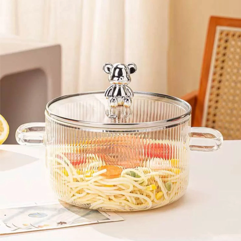 OLLA DE VIDRIO CON TAPA 1.6 L GRIS - 3