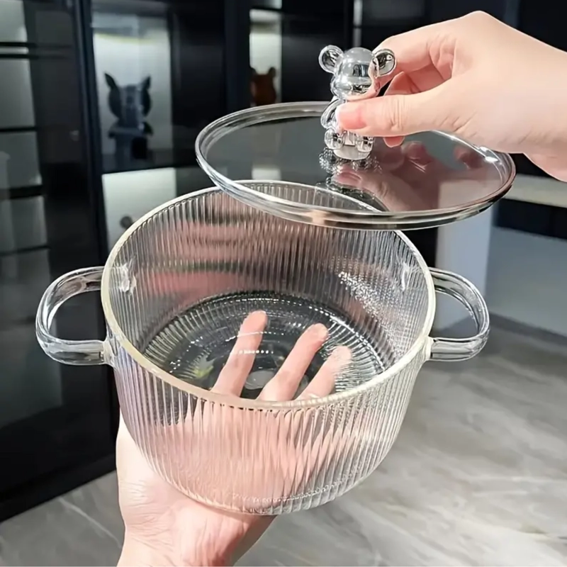 OLLA DE VIDRIO CON TAPA 1.6 L GRIS - 9
