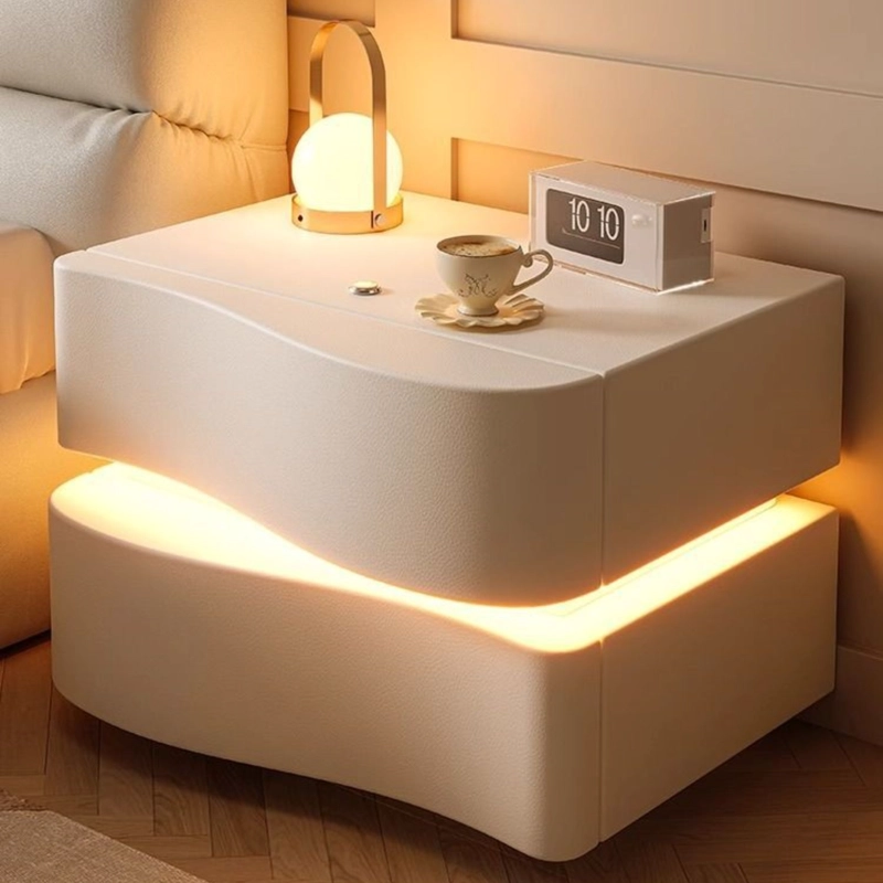 VELADOR CREMA CON DOBLE CAJON Y LUZ LED - 2