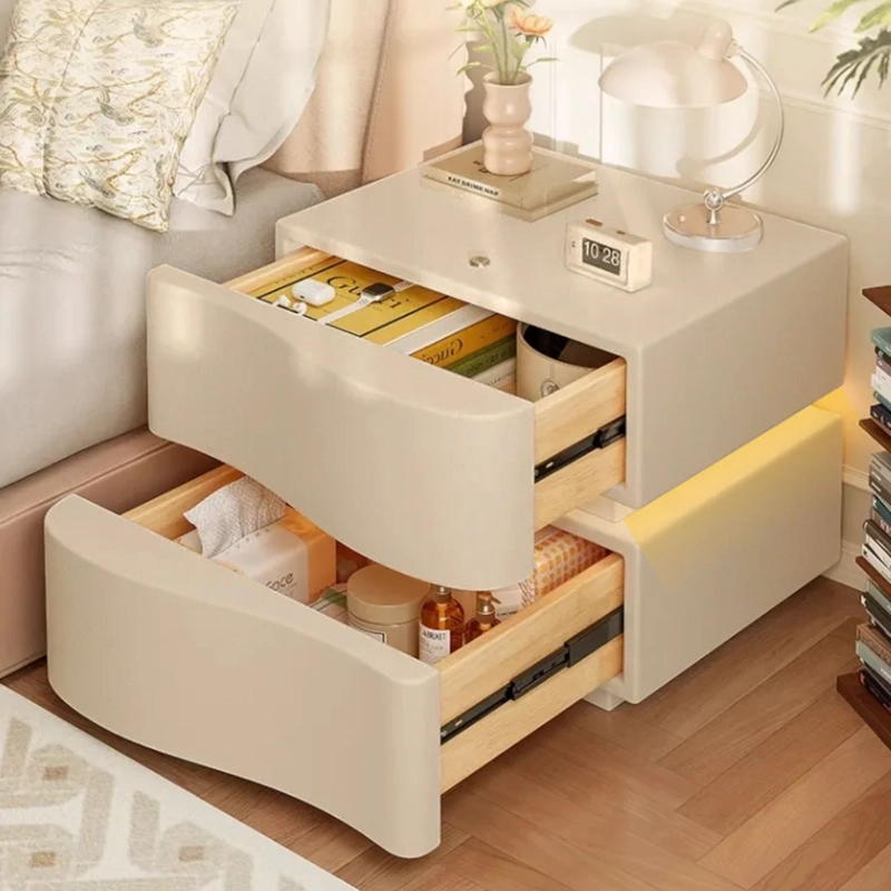 VELADOR CREMA CON DOBLE CAJON Y LUZ LED - 3