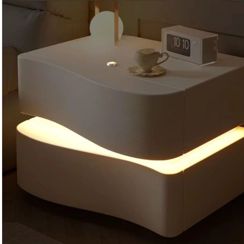 VELADOR CREMA CON DOBLE CAJON Y LUZ LED - 5