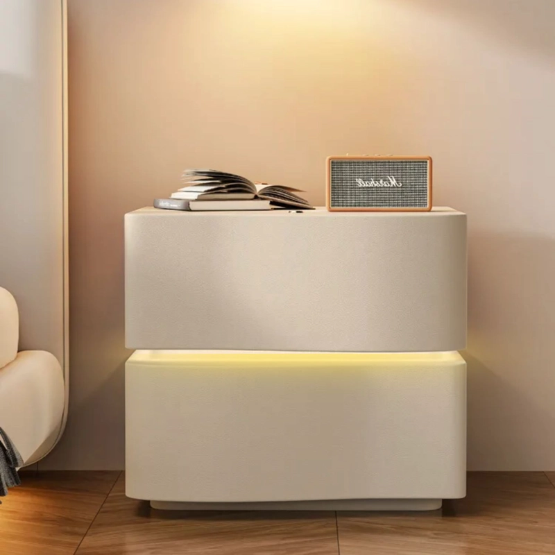 VELADOR CREMA CON DOBLE CAJON Y LUZ LED - 6