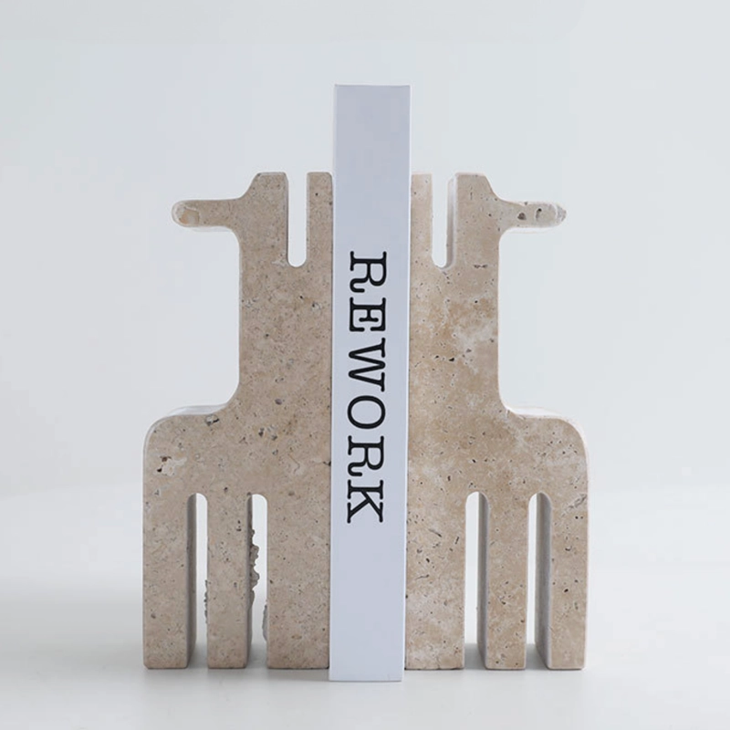 SUJETA LIBROS ESCULTURA ETNICA TRAVERTINO SOPORTE - 6