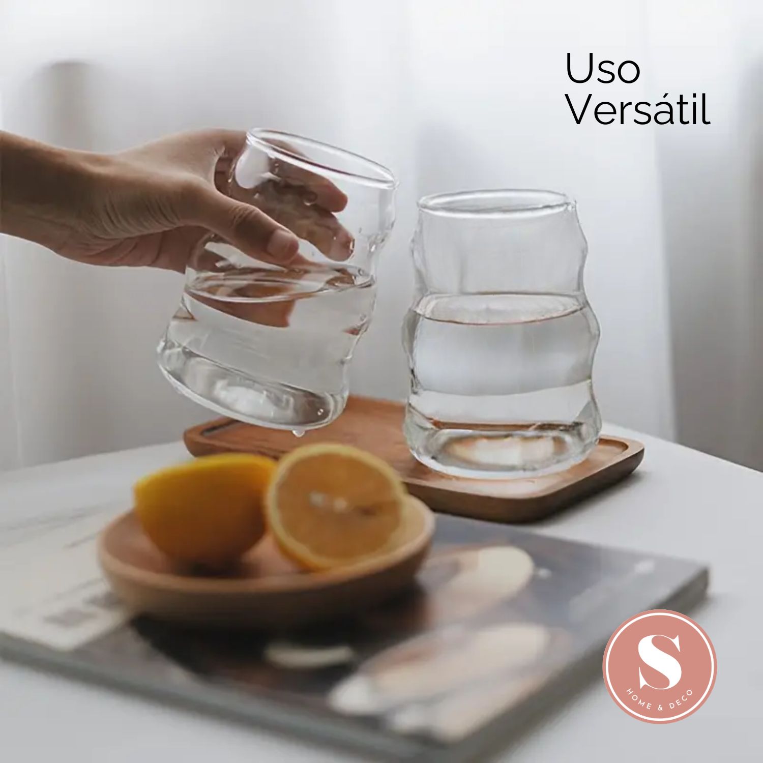 4 VASOS ALTO DISEÑO ONDAS BEBIDAS Y COCTEL VIDRIO 510ML - 5