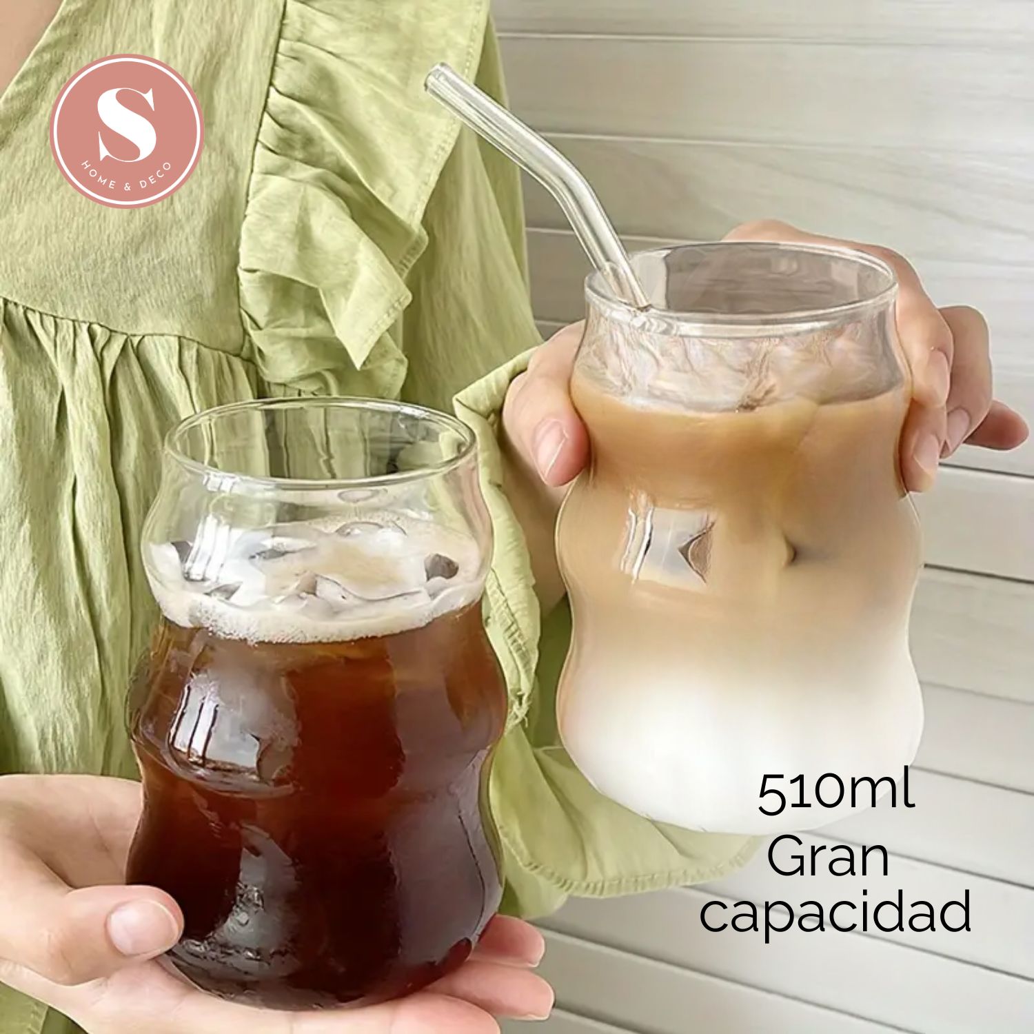 4 VASOS ALTO DISEÑO ONDAS BEBIDAS Y COCTEL VIDRIO 510ML - 6