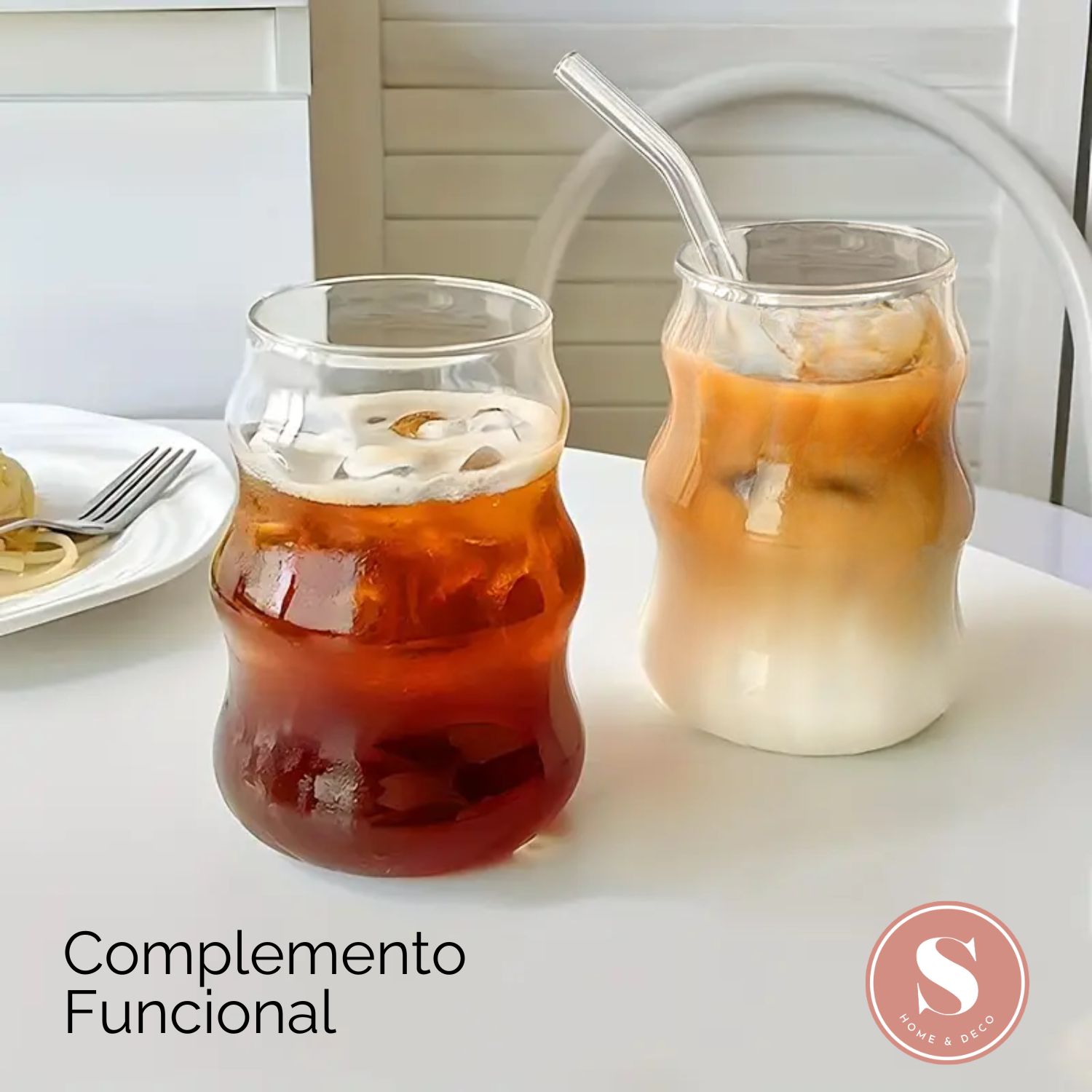 4 VASOS ALTO DISEÑO ONDAS BEBIDAS Y COCTEL VIDRIO 510ML - 7