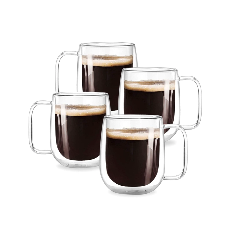 SET DE 4 TAZAS DE VIDRIO DOBLE PARED 350 ML - 4